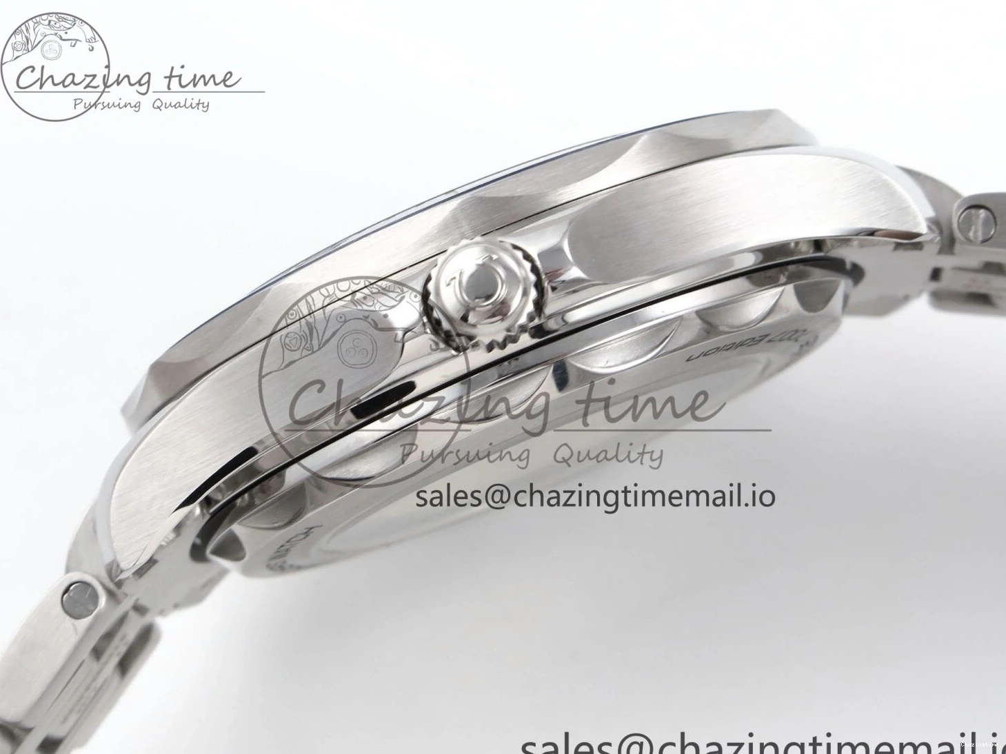 0409 HighQuality Seamaster Diver 300M OMF 1:1 Best Edition Blue Red Ceramic White Dial on SS Bracelet A 7705